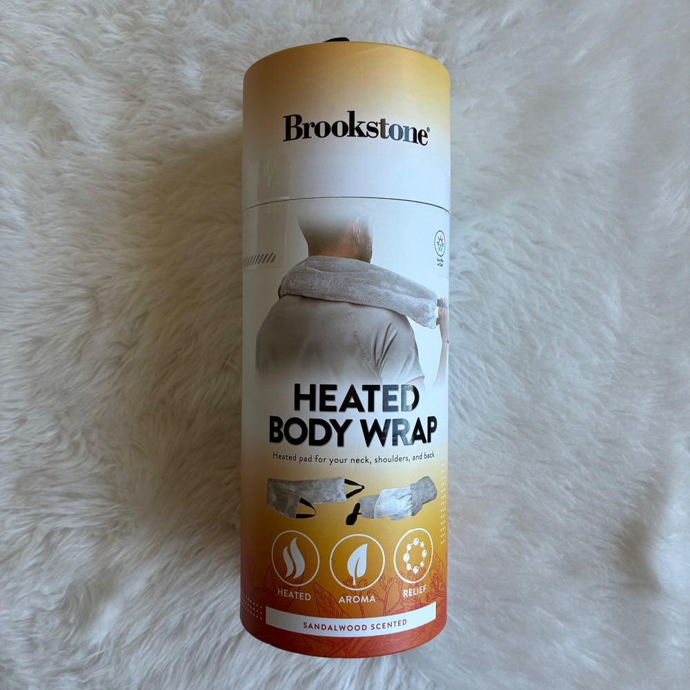 Brookstone Heated Body Wrap Sandalwood Scented Clay Beads Grey Muscle Relief